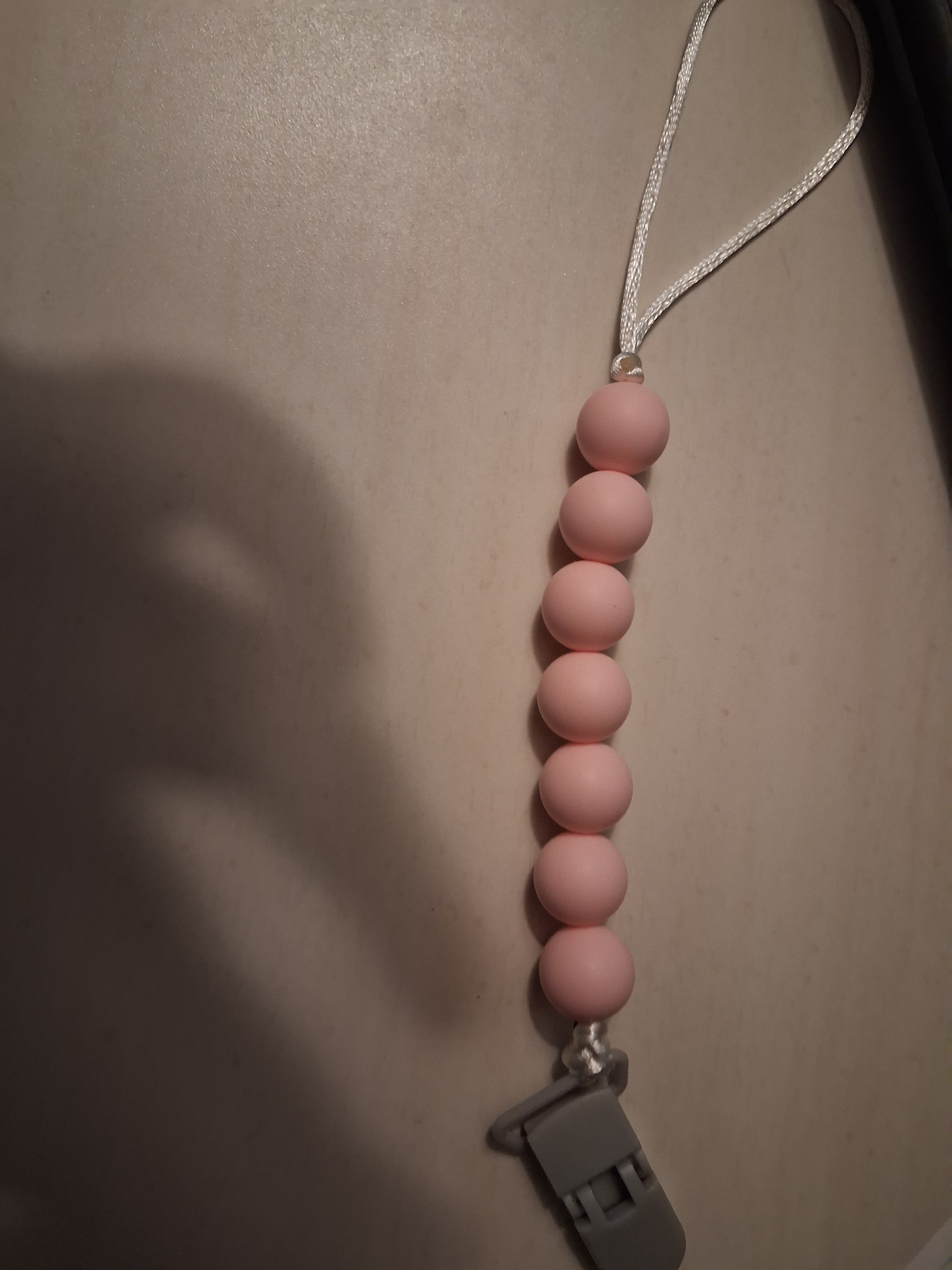 baby pink pacifier clip